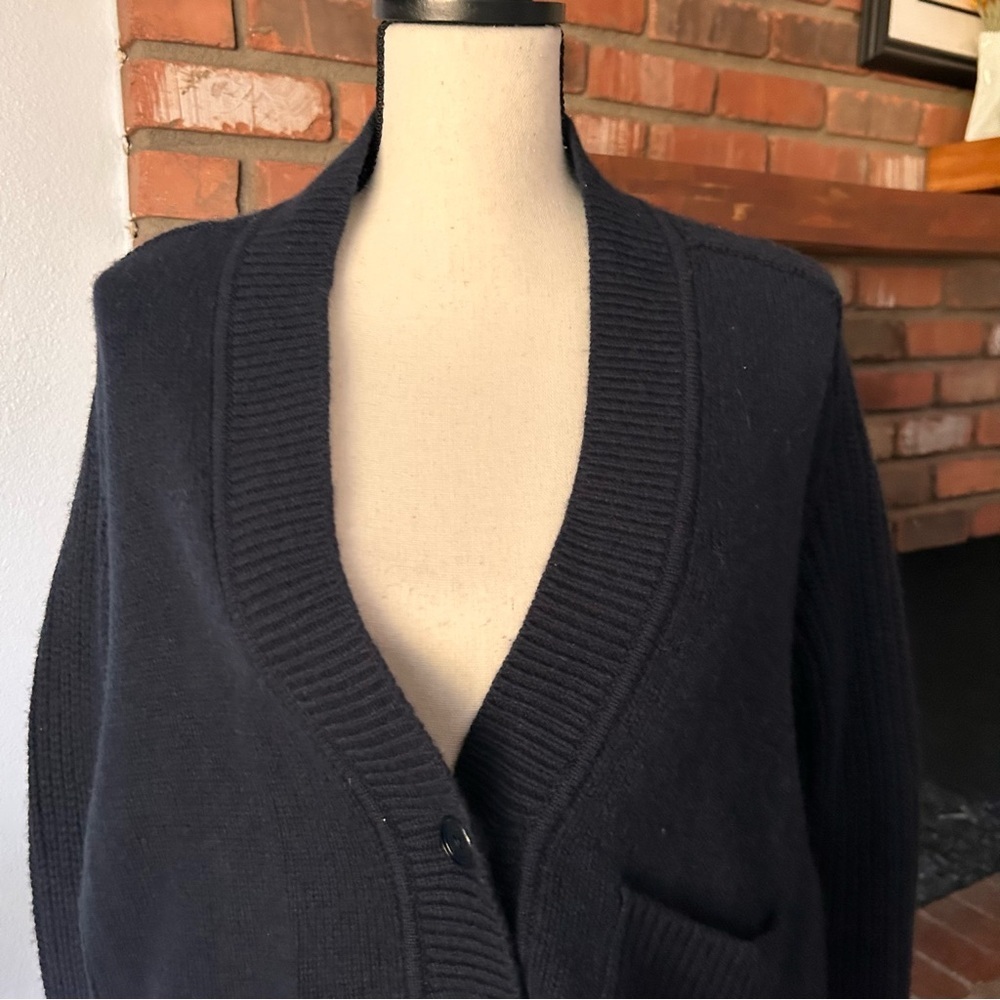 Bogner Caroline Wool & Cashmere Cardigan in Navy Blue Sz 5 - Picture 3 of 9